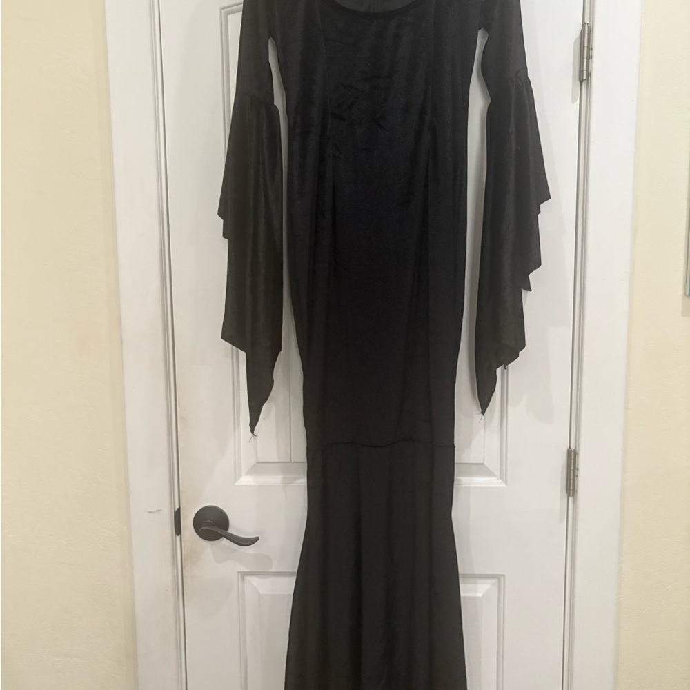 Elegant Morticia Addams Black Maxi Dress
